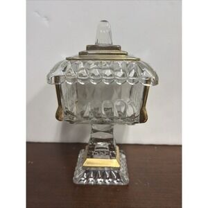 Jeannette Wedding Box candy dish with lid vintage Gilded Clear Glass Gold Trim